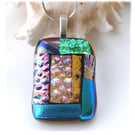 Luxury Fused Dichroic Glass Pendant P014 Silver plated chain