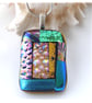 Luxury Fused Dichroic Glass Pendant P014 Silver plated chain - Image 1