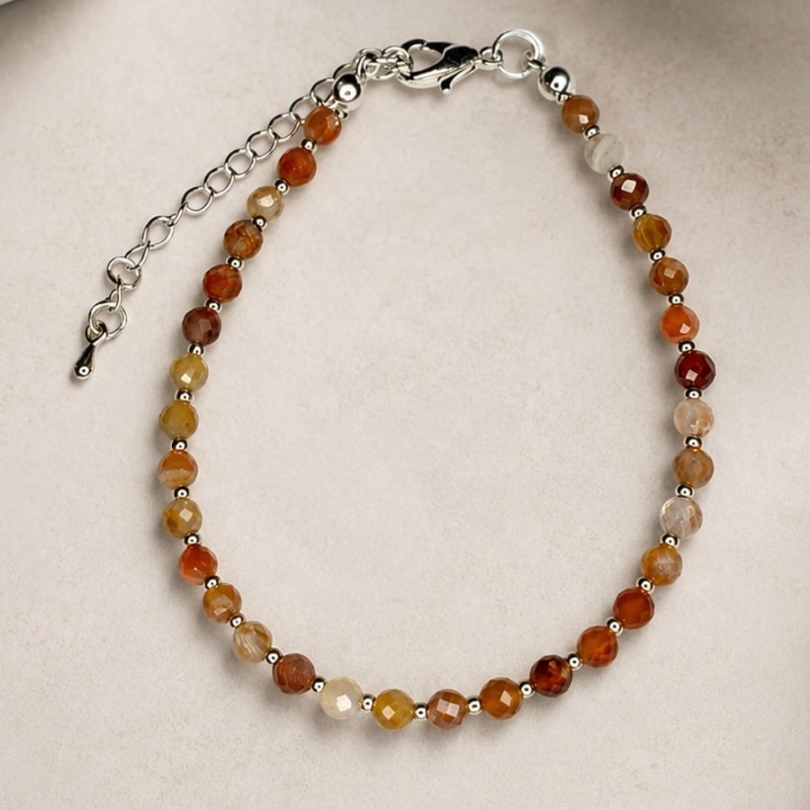 Handmade Dainty Carnelian Bracelet 