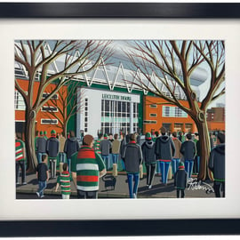 Leicester Tigers, Welford Road Stadium, High Quality Framed Rugby Art Print.