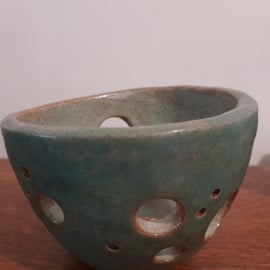 Handmade ceramic pot with bubble shaped decoration 