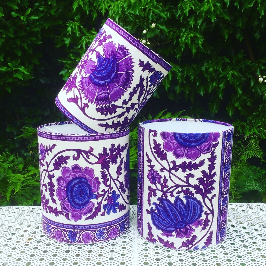 Groovy RETRO Lampshade in Purple 60s 70s Floral Jonelle 'Sinbad' Vintage Fabric