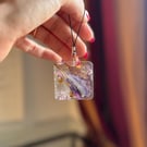 Pressed Flower with Gold Lead Phone or Bag Charm 