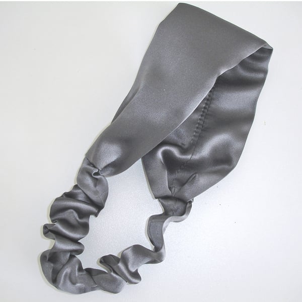 Silk Headband Grey Mulberry Silk Hairband Elasticated