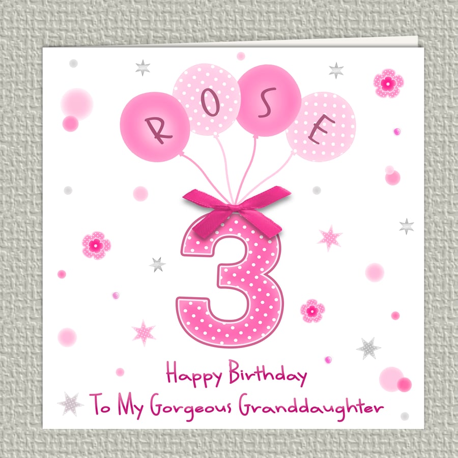 Handmade Personalised Birthday Card for Girls, for daughter, granddaughter, etc