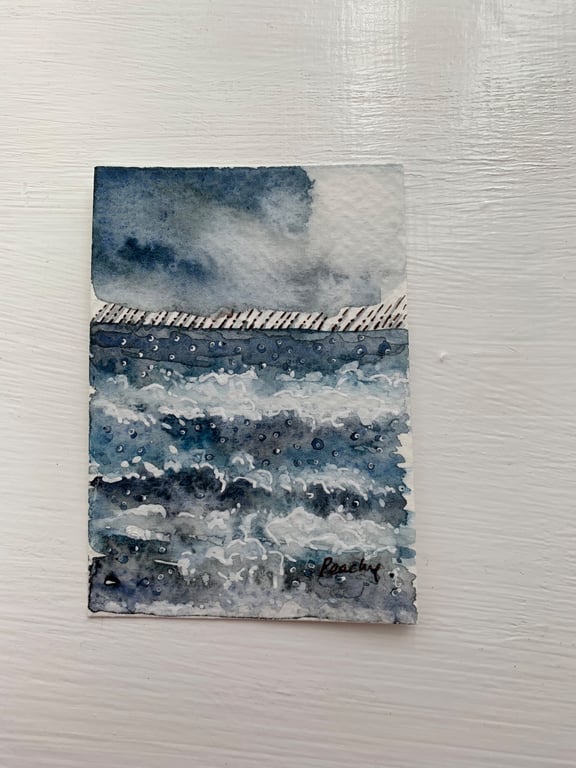 ACEO Original Watercolour Stormy Water 1