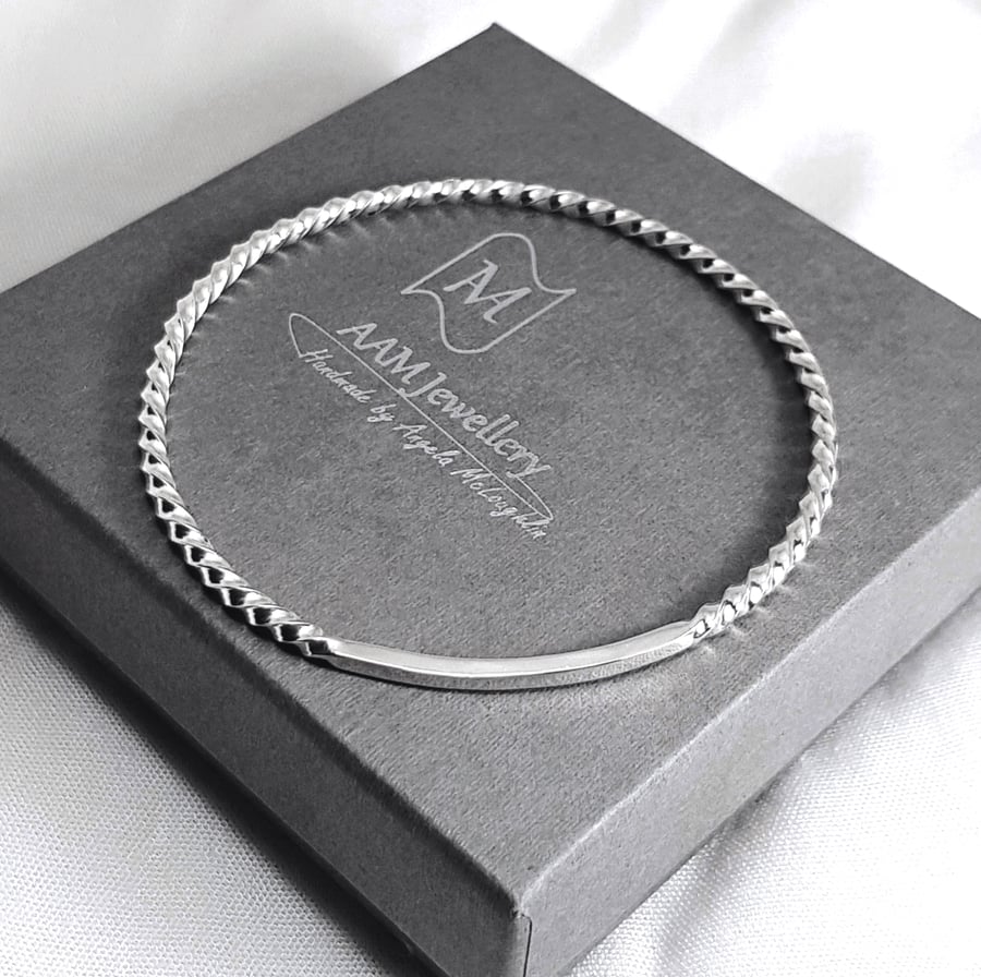 Sterling Silver Twisted Bangle Bracelet 