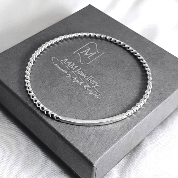 Sterling Silver Twisted Bangle Bracelet 