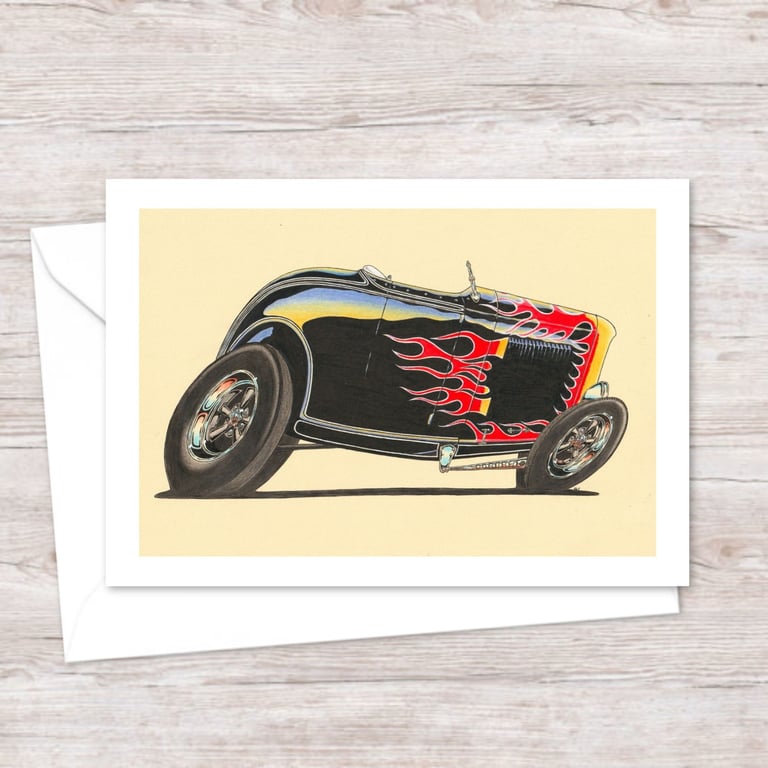 Roadster Greeting Card: Detailed Hand Drawn Illustration for a Car Lover (409)