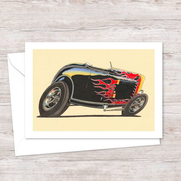Roadster Greeting Card: Detailed Hand Drawn Illustration for a Car Lover (409)