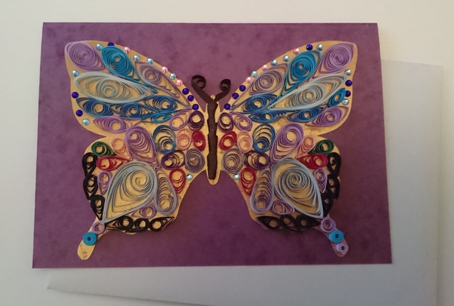 Butterfly Quilled Card A6