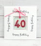 40th Birthday Card; Fused Glass 40 Birthday Keepsake; Slight Second