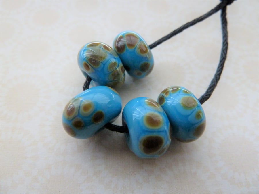 blue raku handmade lampwork glass beads