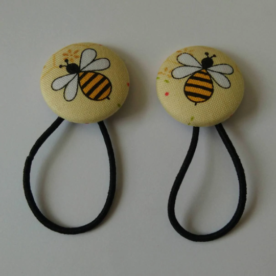 Bees on Yellow Hair Bobble Hair Bands