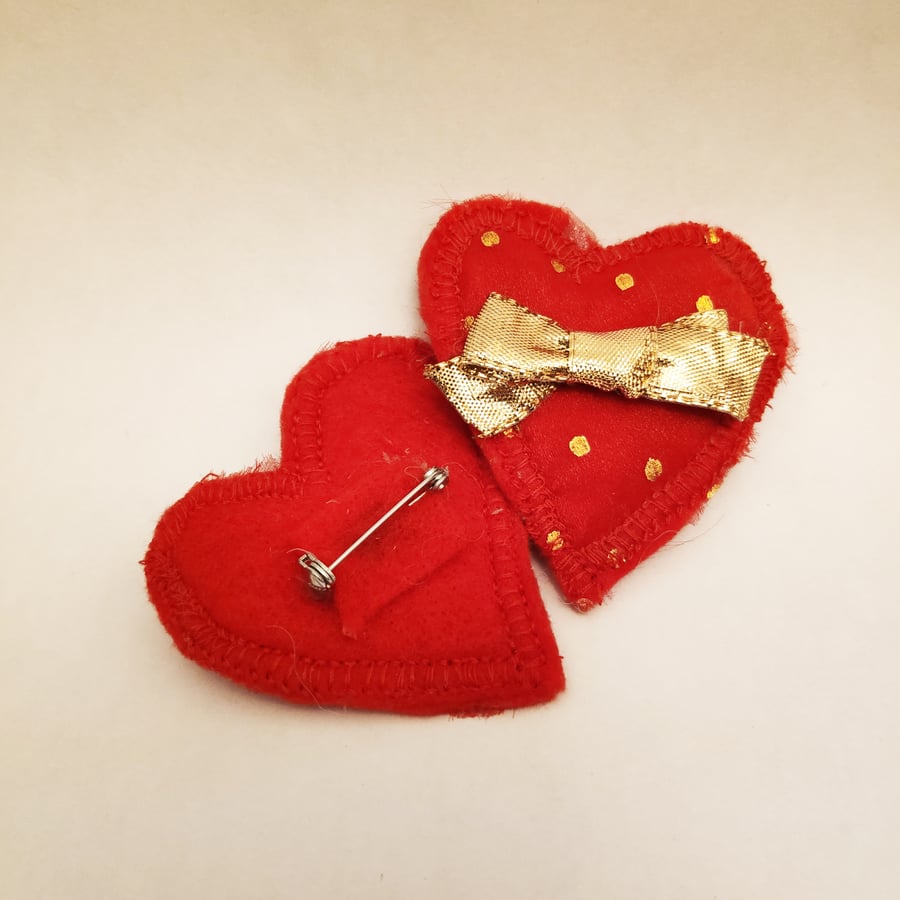 Handmade Felt Heart Brooches