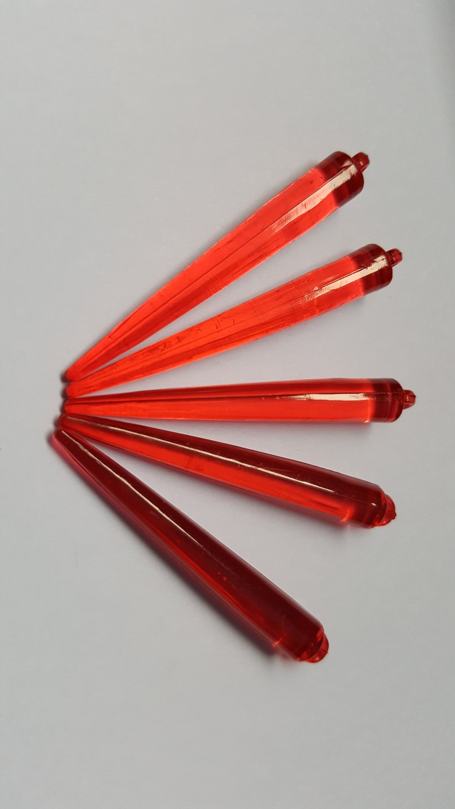 15 x Acrylic Spike Pendant Drops - 52mm - Red 