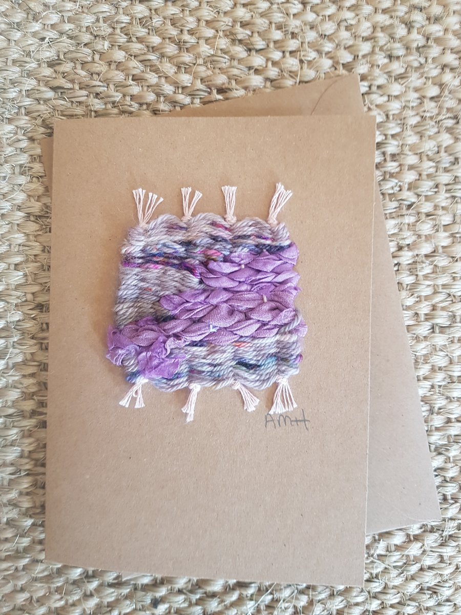 Mini Weaving Greetings Card 'Wisteria' Folksy