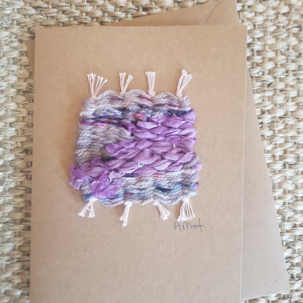 Mini Weaving Greetings Card 'Wisteria'