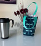 Coffee cup holder bag. Fully reversible coffee cup bag. Coffee cup holder with h