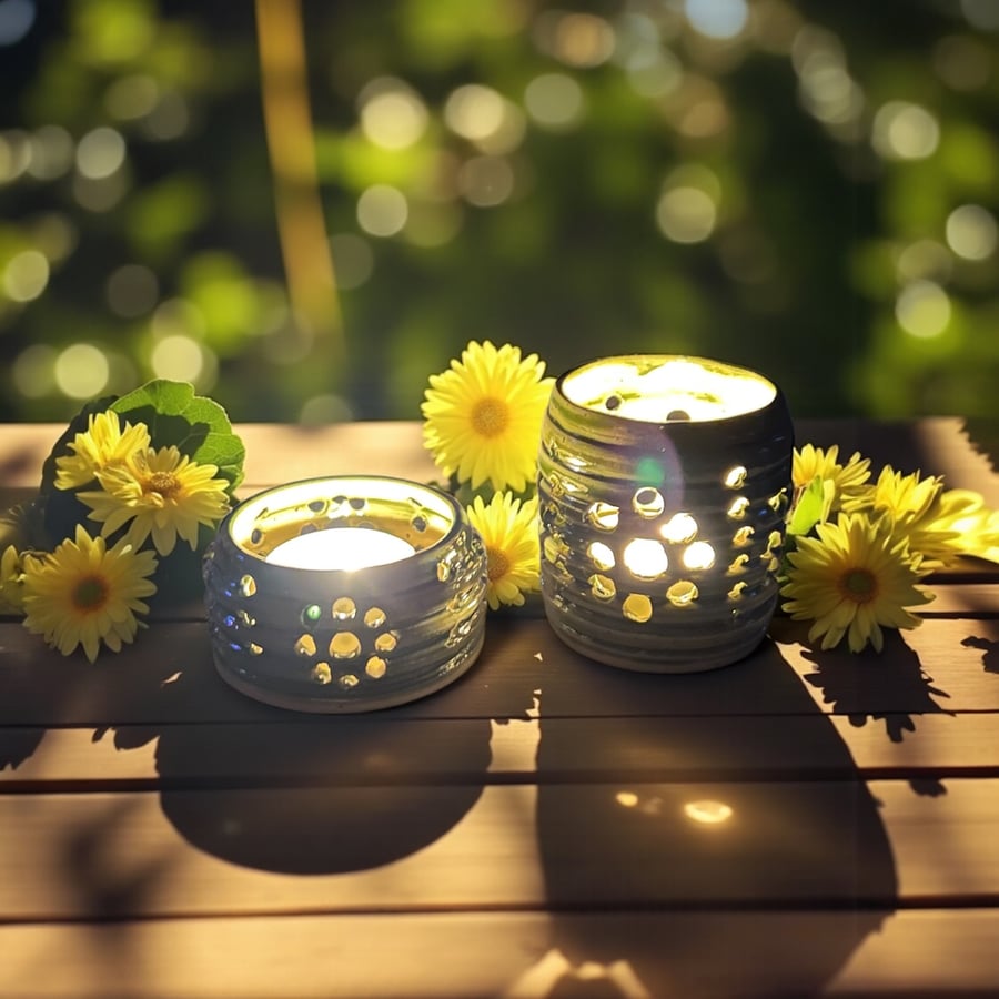 Set of 2 handcrafted candle holders