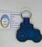 Embroidered Tractor Key ring Blue - Image 1