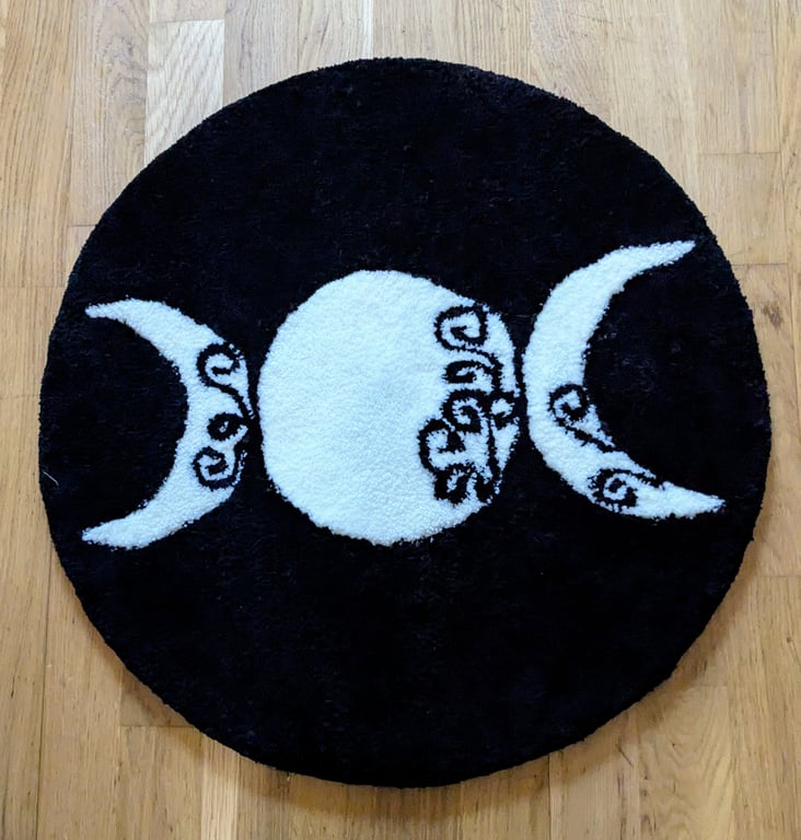 Triple Moon Rug, Inspired by the cycles of the moon