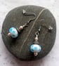 Blue and White Glass Bead Earrings - Spotty Handmade Drop Earrings