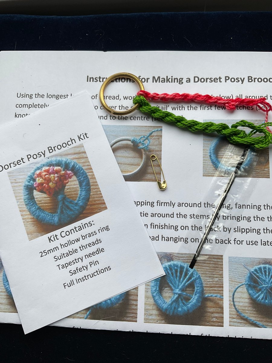 Dorset Posy Brooch Kit, Green Stems with Red Flowers, 31