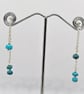 Genuine Turquoise Sterling Silver Chain Dangle Earrings. - Image 3