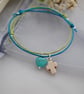 Friendship Bracelets-TWO Turquoise & Lime heart Set - Image 2