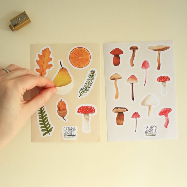 Set of 2 sticker sheets - Woodland and Mushrooms