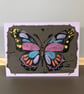 Greetings Card -Hand Printed Painted Butterfly Gold Tip Wings