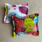 Set of 2 Colourful Owl Patterned Pin Cushions