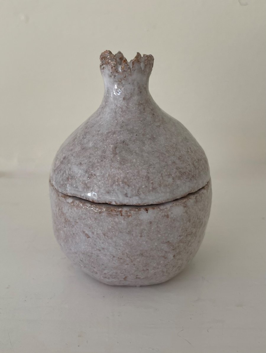 Hand built pomegranate trinket pot