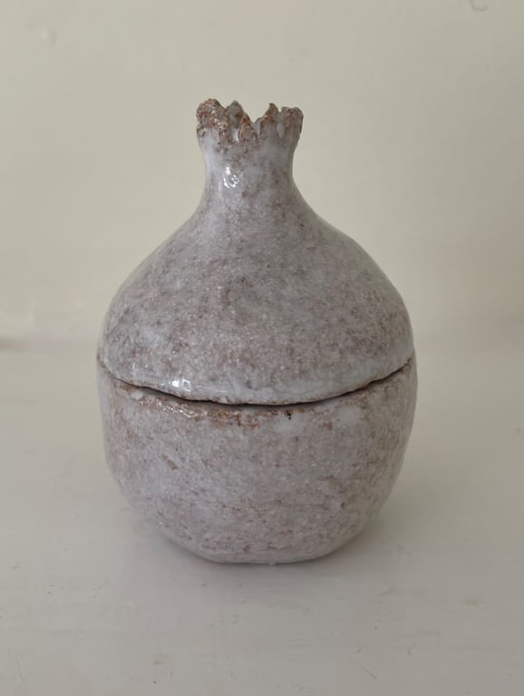 Hand built pomegranate trinket pot