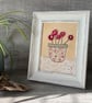 Stitched Flowers in a Pot Framed Textile Art  - Image 7