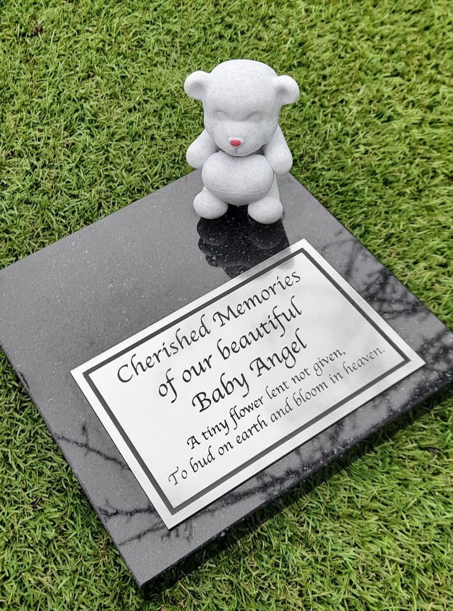 Baby Memorial Grave Plaque Baby  Cemetery Headstone Teddy Bear Memorial Plaque 
