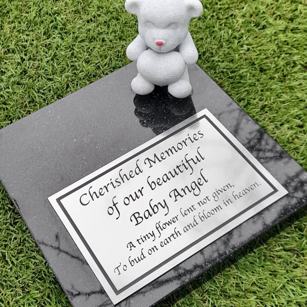 Baby Memorial Grave Plaque Baby  Cemetery Headstone Teddy Bear Memorial Plaque 
