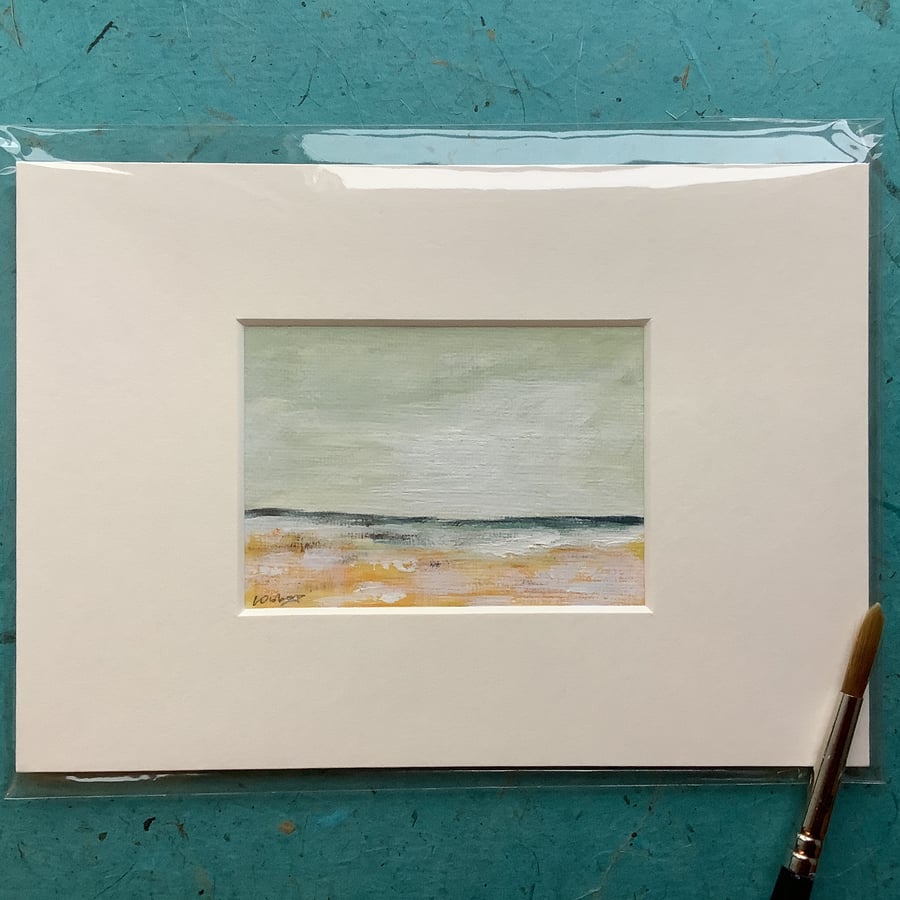 Beach I - original acrylic miniature. Landscape painting.