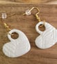 Handmade Polymer Clay White Glitter Heart Earrings, 316 Surgical Stainless Steel - Image 2