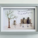 Personalised Pebble Art Family Bench and Tree - the perfect custom gift
