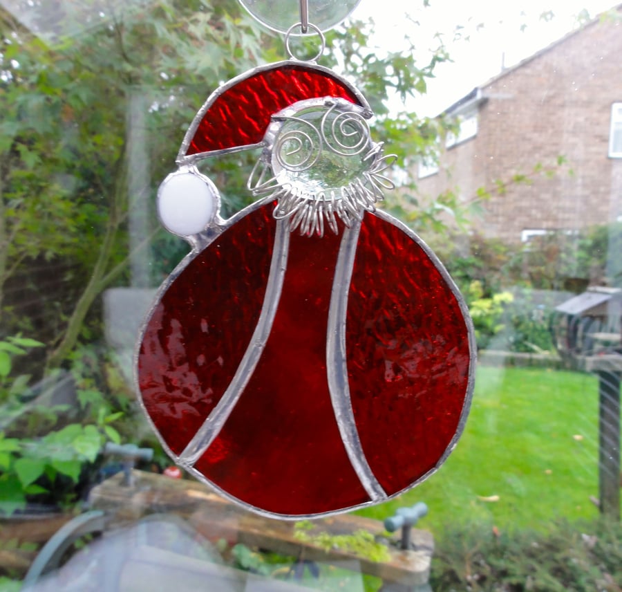 Stained Glass Santa Suncatcher