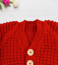 Hand knitted baby cardigan in fox red brown textured pattern  - Image 4