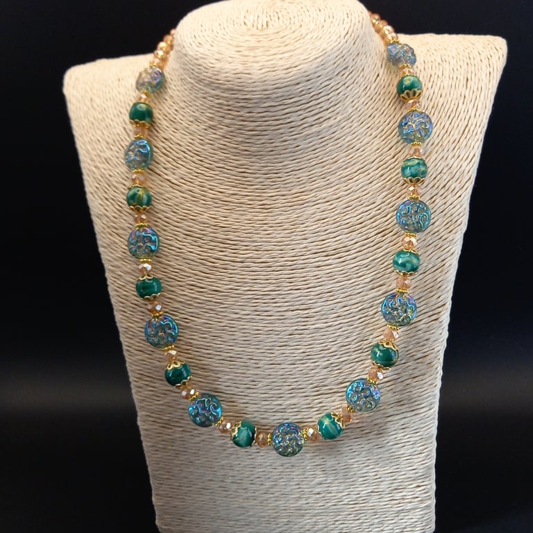 Carved Glass Coin Necklace