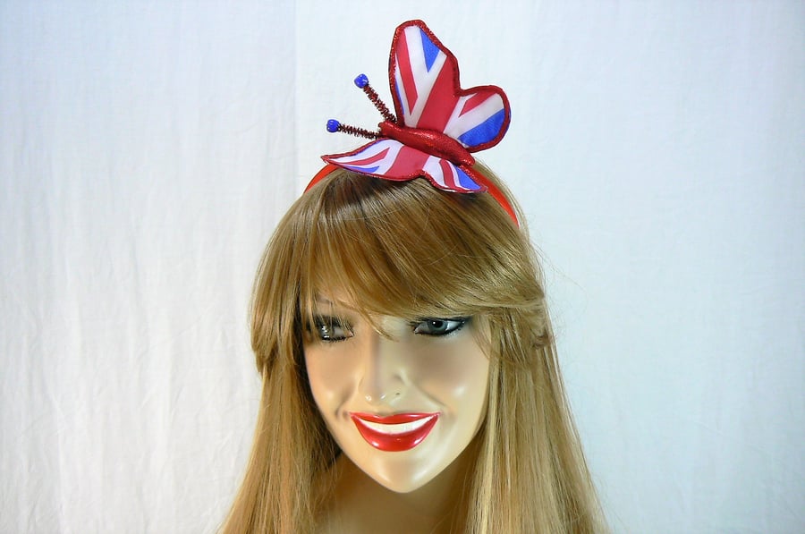 Union Jack butterfly headband