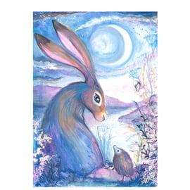 Hare Art Card - Hoggy and Hare