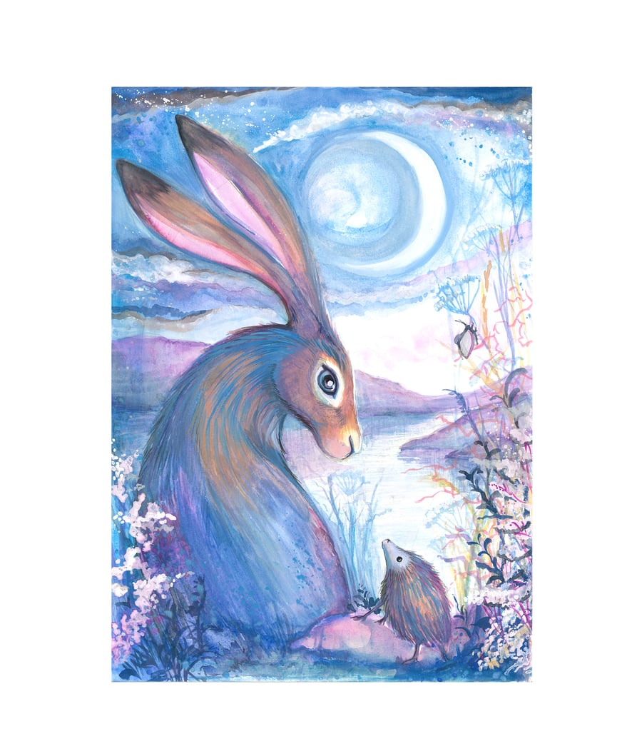 Hare Art Card - Hoggy and Hare