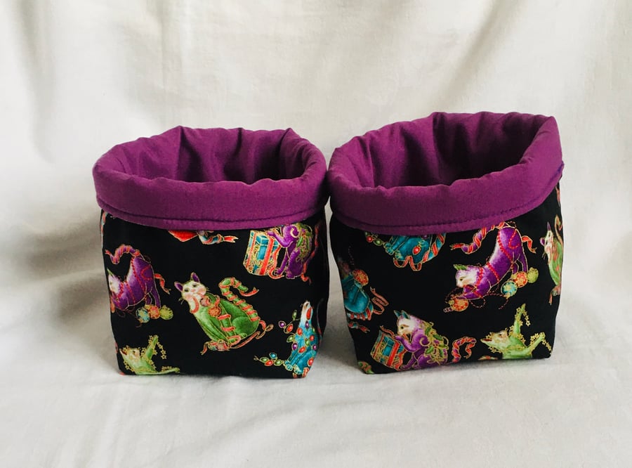 Christmas Cats Fabric Boxes, Treat Fabric Boxes, Christmas Decor, Gift Ideas.