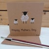 Mothers Day Card, Sheep and Lambs, Hand Painted