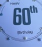 60th Birthday Card - Blue and Silver Wreath Design - Image 6